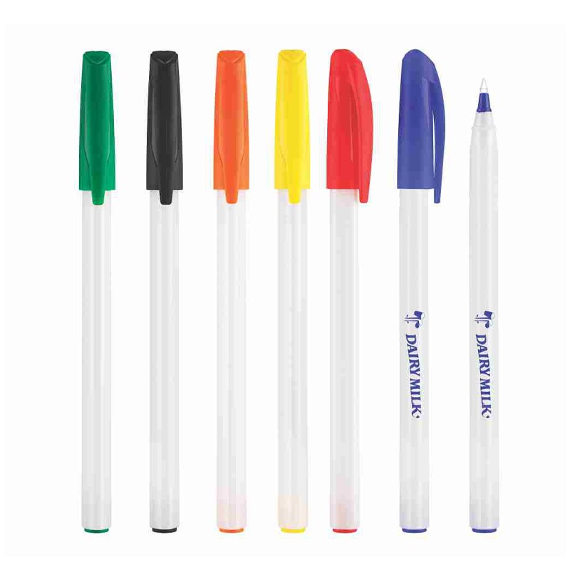 White Pearl Ball Pen Mix Colour Cap