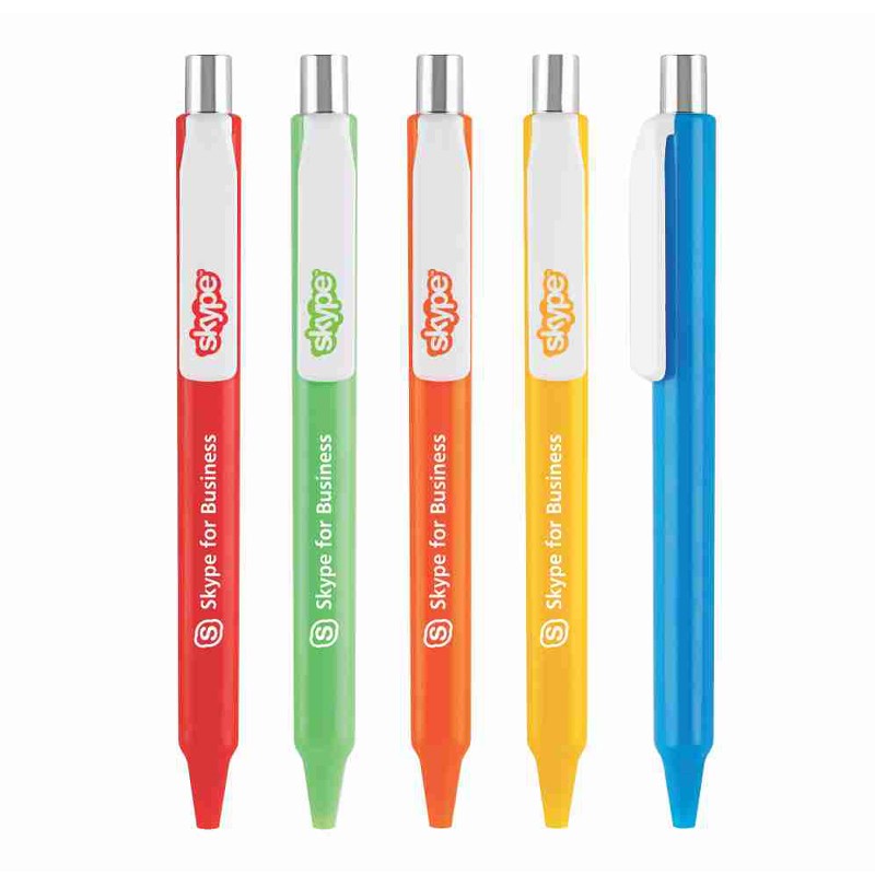 Opac Barel White Clip Plastic Ball Pen