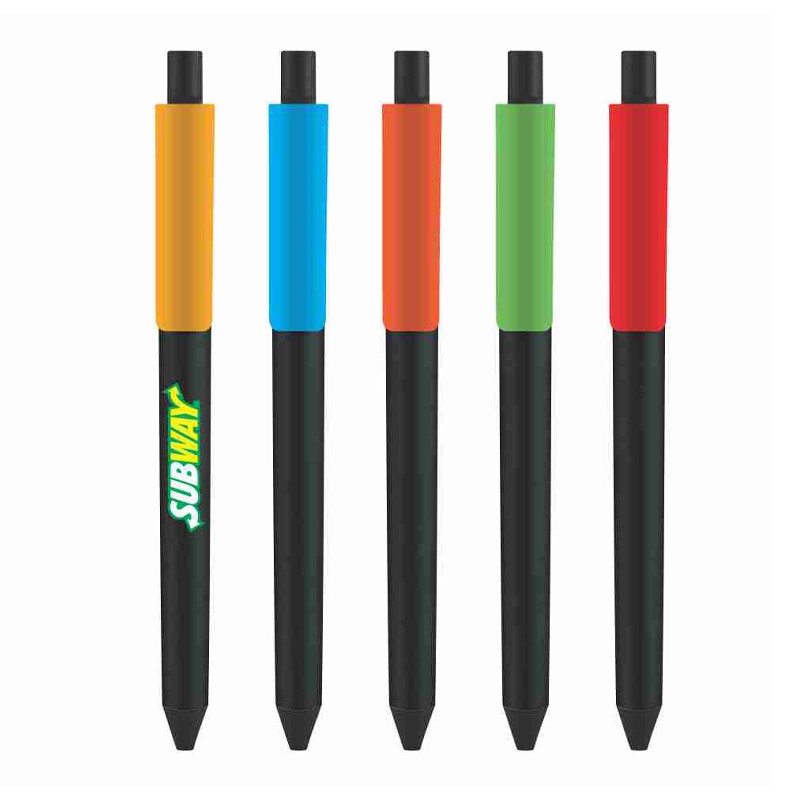 Black Opac Plastic Colour Clip Ball Pen