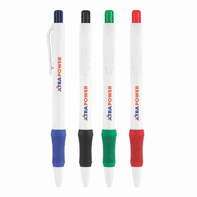 Gripper White Opac Ball Pen With Mix Plunger