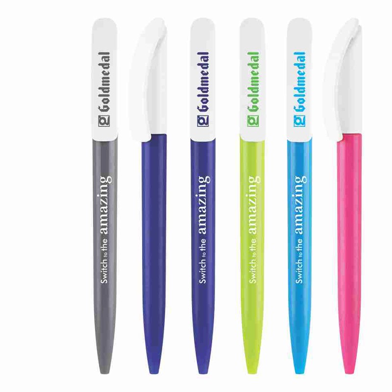 Half Opac Ball Pen White Clip