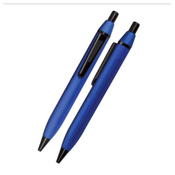 Blue Metal Click Pen with Black Trim