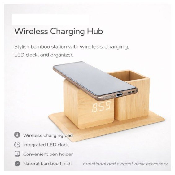 Bamboo Wireless Charging Hub