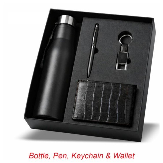 Bottle, Pen, Keychain & Wallet