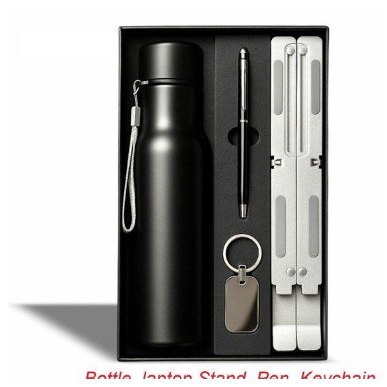 Bottle, laptop Stand, Pen, Keychain