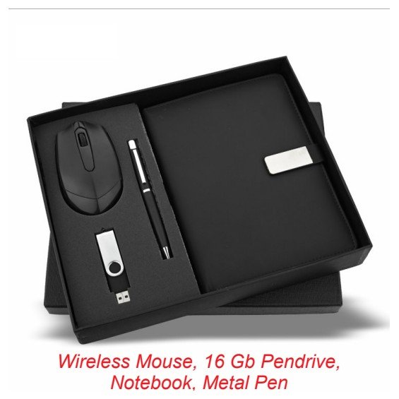 Wireless Mouse, 16 Gb Pendrive, Notebook, Metal Pen