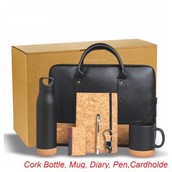 Cork Bottle, Mug, Diary, Pen,Cardholder, Keychain & Laptop Bag & Box