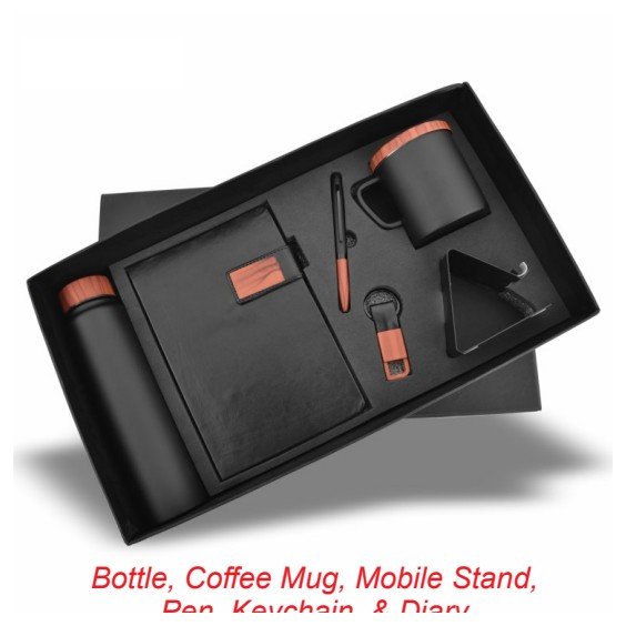 Bottle, Coffee Mug, Mobile Stand, Pen, Keychain, & Diary
