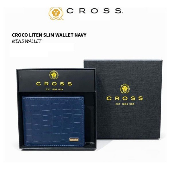 Croco Liten Slim Wallet Navy
