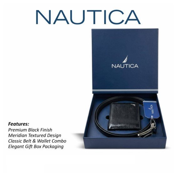 Nautica Na69 Meridian Belt + Wallet Set Black