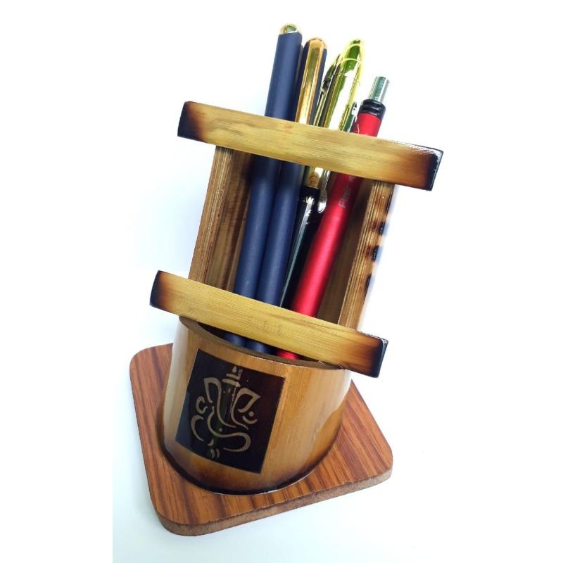 Bamboo Pen Stand with Mobile Holder