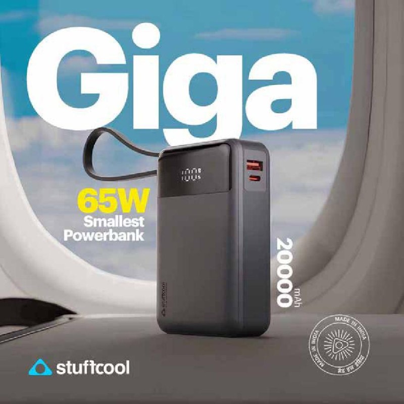 Giga Smallest 20000mAh 65W Powerbank With Built-in Type-C Cable
